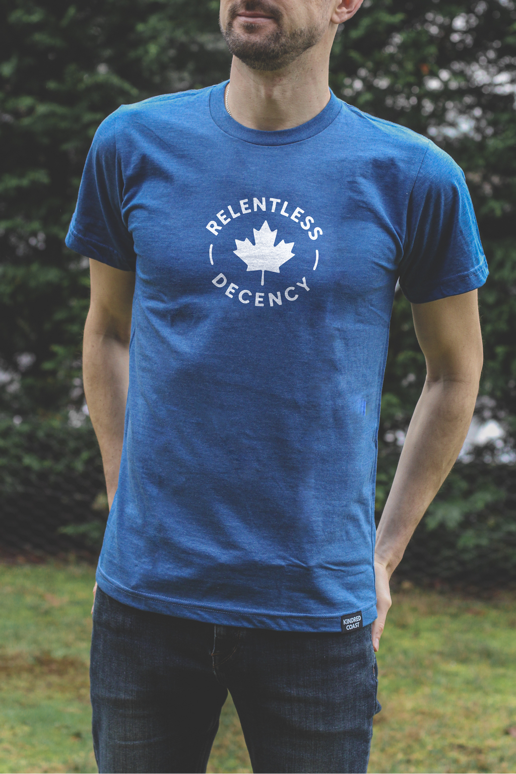 Tod Maffin's Relentless Decency - Unisex Eco Tee - Heather Blue