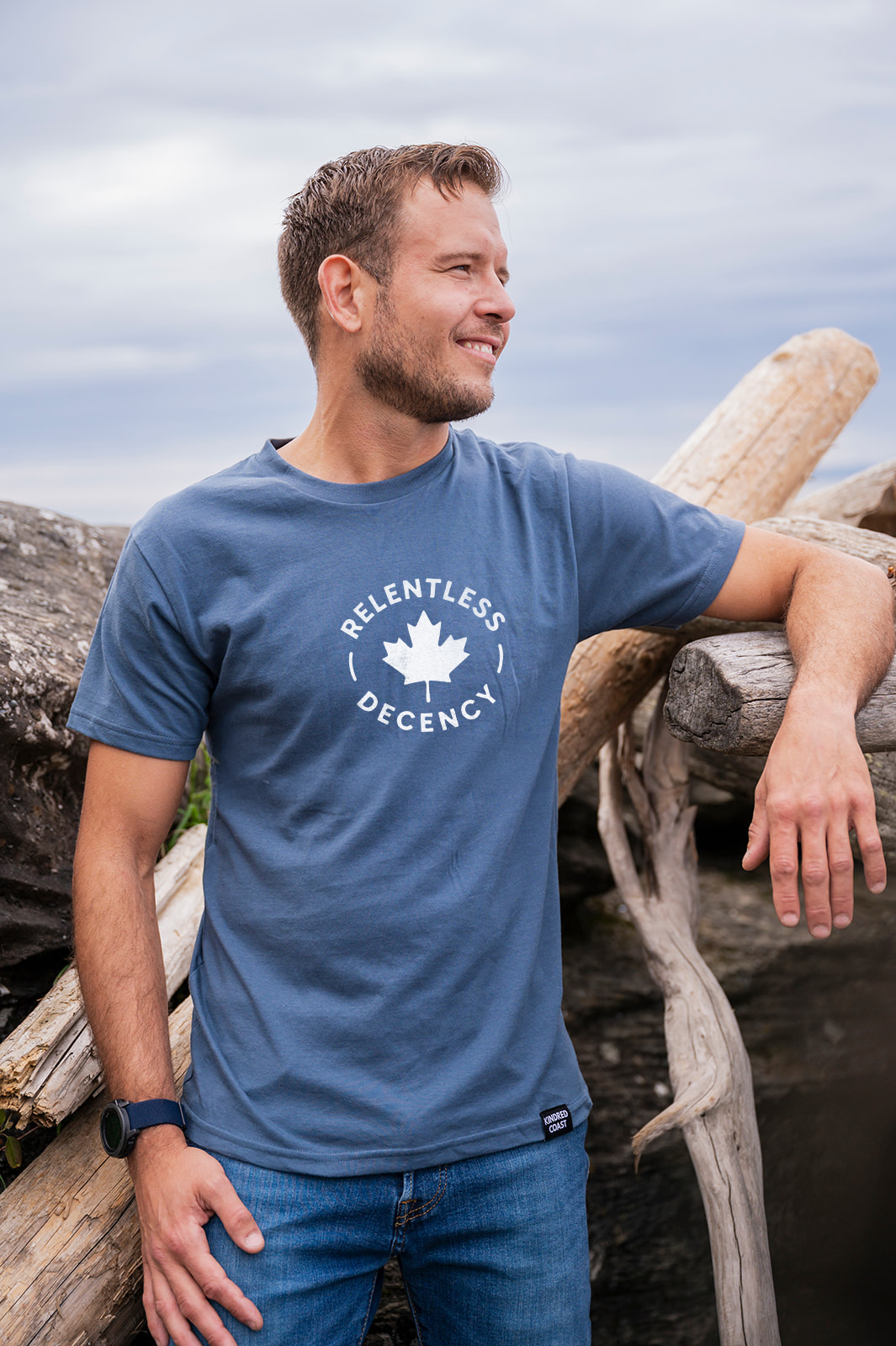 Tod Maffin's Relentless Decency -  Unisex Organic Cotton Tee - Slate Blue