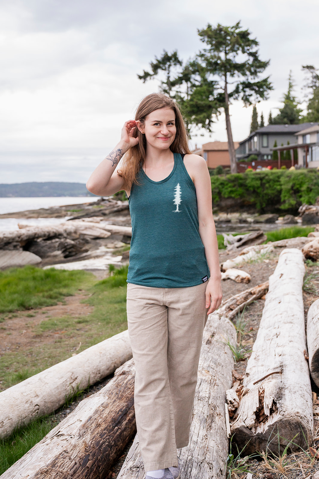 MINI TREE - Women's Eco Racerback Tank Top - Green