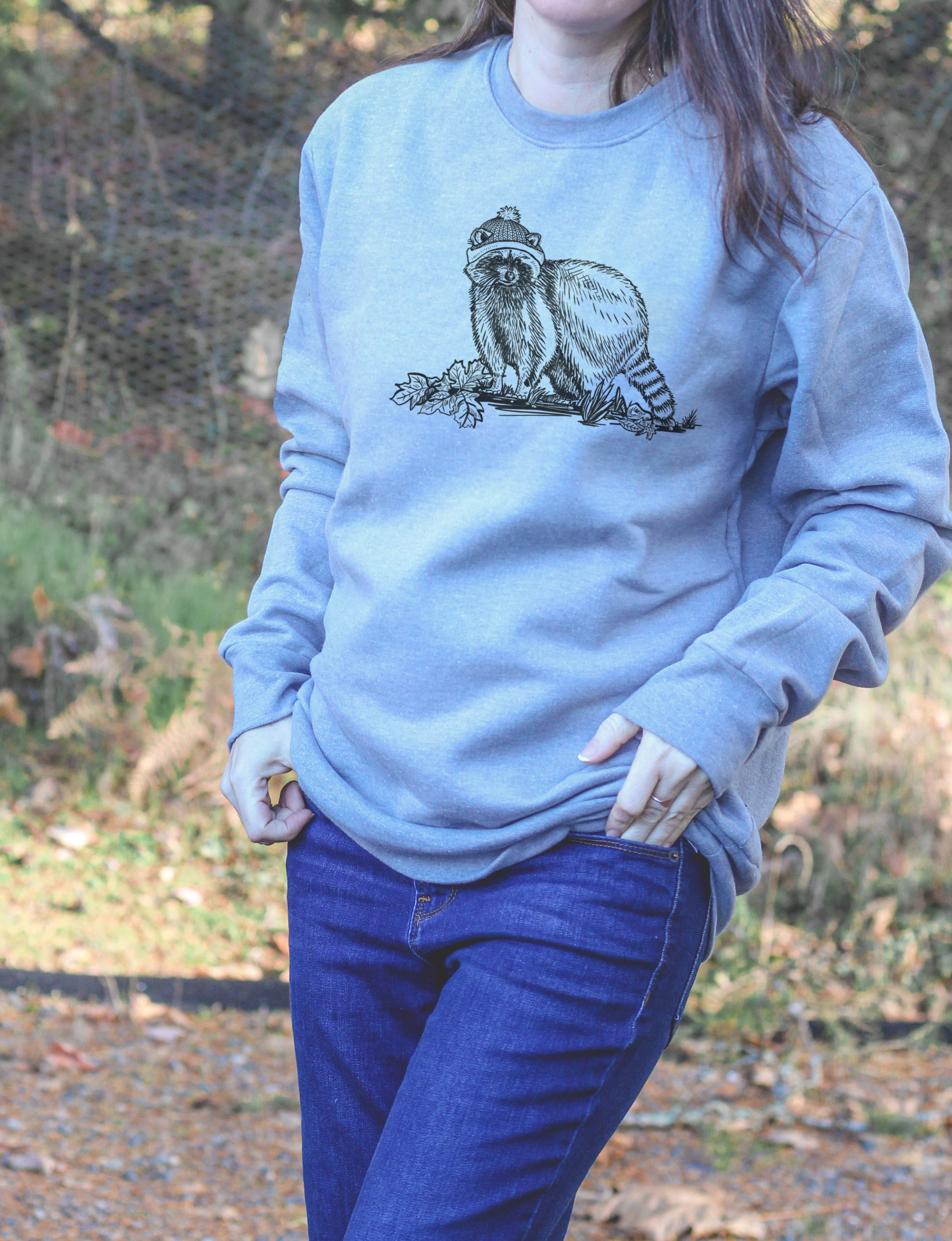 CANADIAN RACCOON- Unisex Eco Crewneck Sweatshirt
