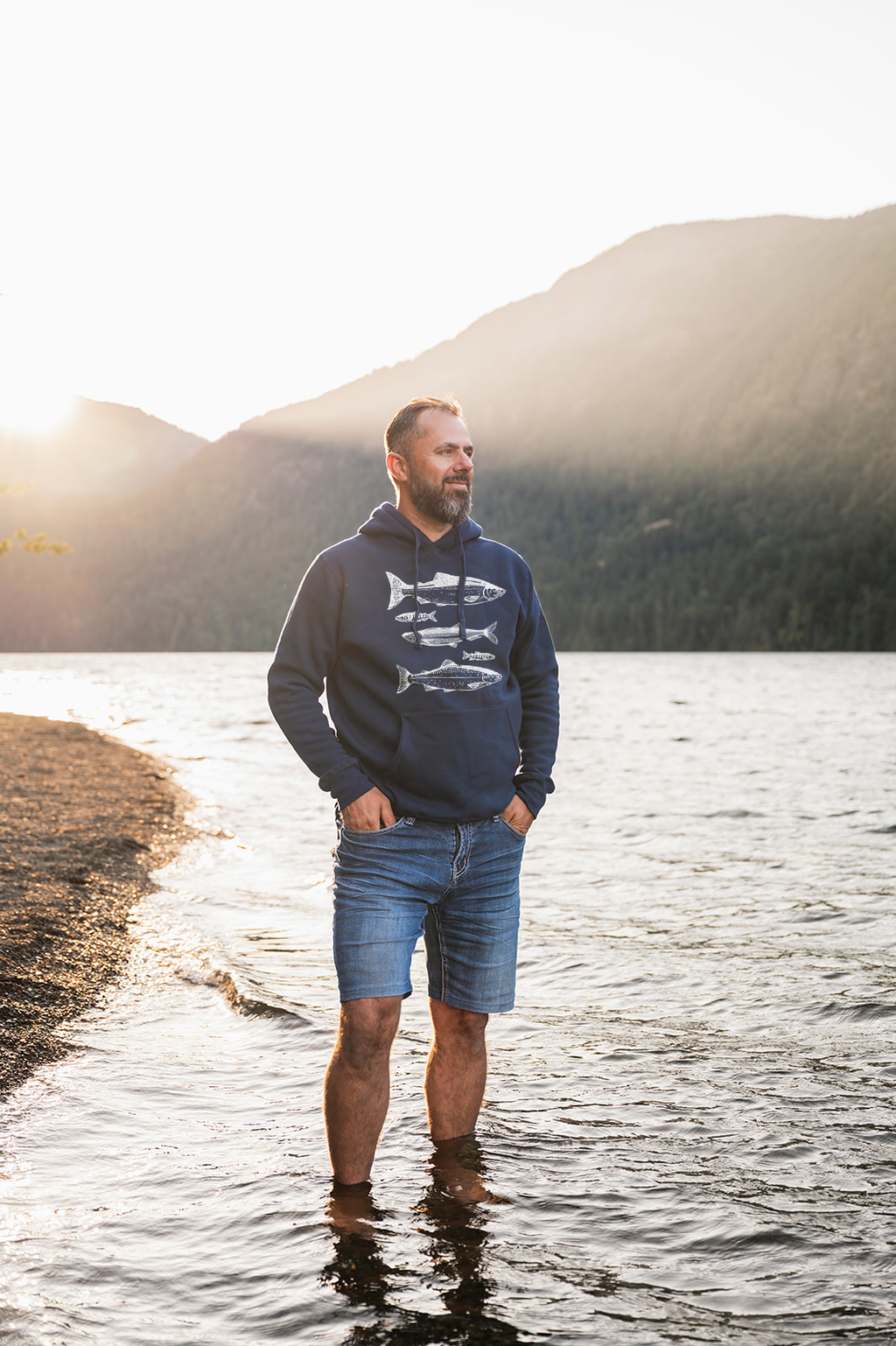 SALMON - Unisex Eco Hoodie - Navy