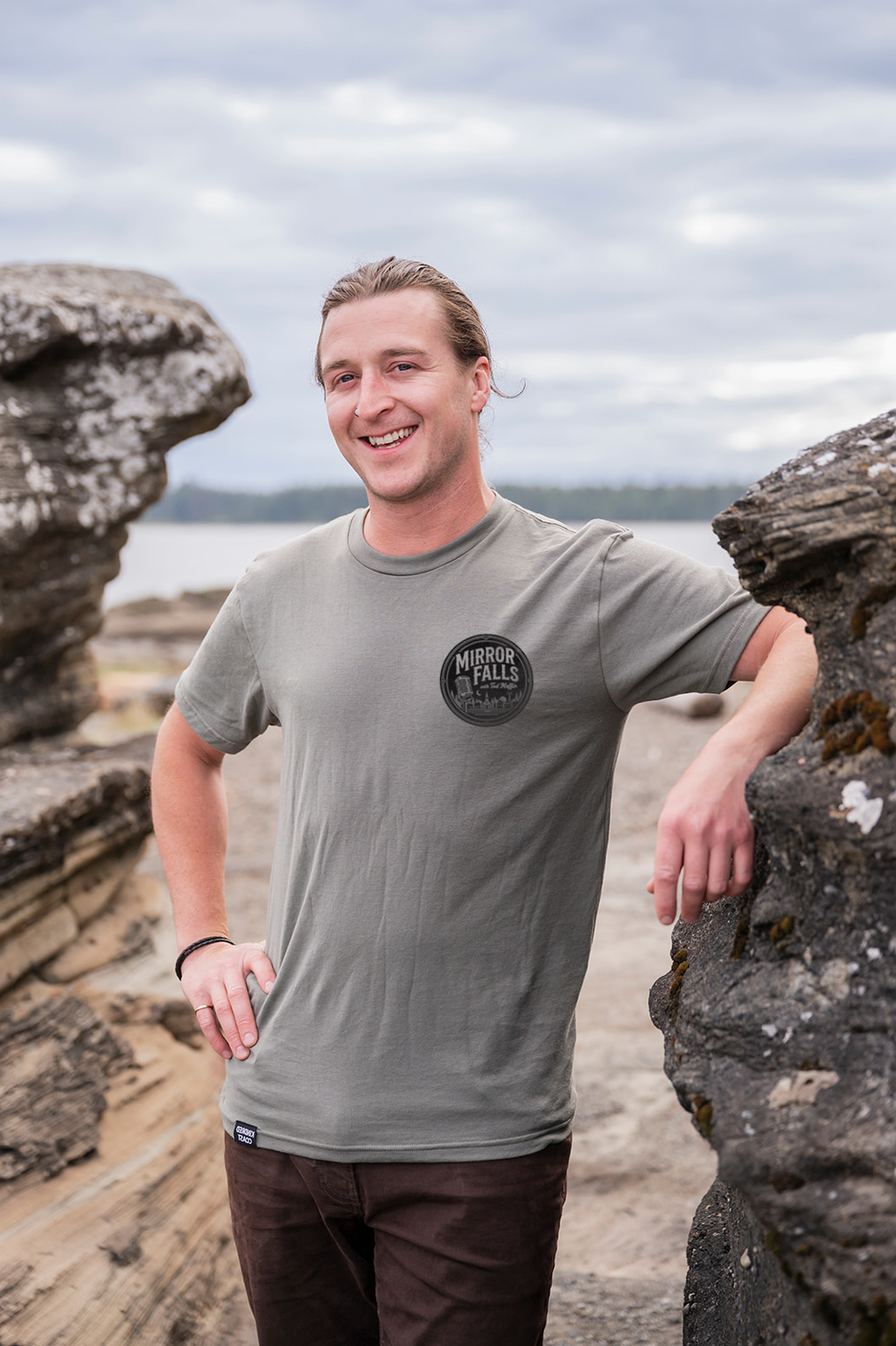 Tod Maffin's Mirror Falls -  Unisex Organic Cotton Tee - Sage Green