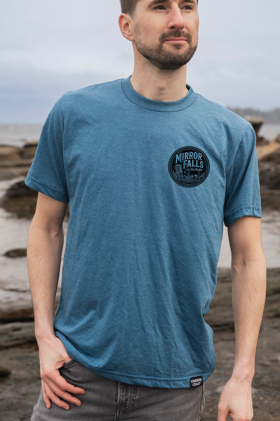 Tod Maffin's Mirror Falls- Unisex Eco Tee - Heather Teal