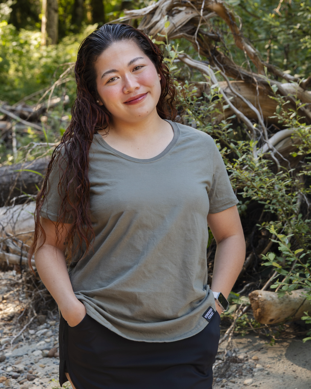 Women's 100% Organic Cotton Tee - Blank Apparel - Sage Grey