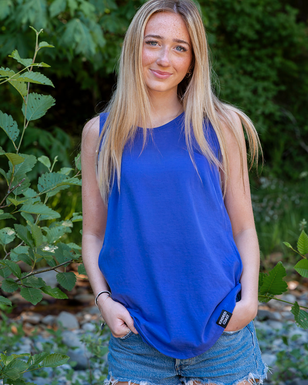 Women's Relaxed Tank - 100% Organic Cotton- Blank Apparel - Periwinkle