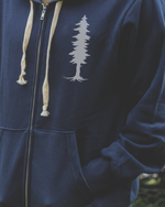 INTO THE FOREST Unisex Zip Up Eco Hoodie - Navy