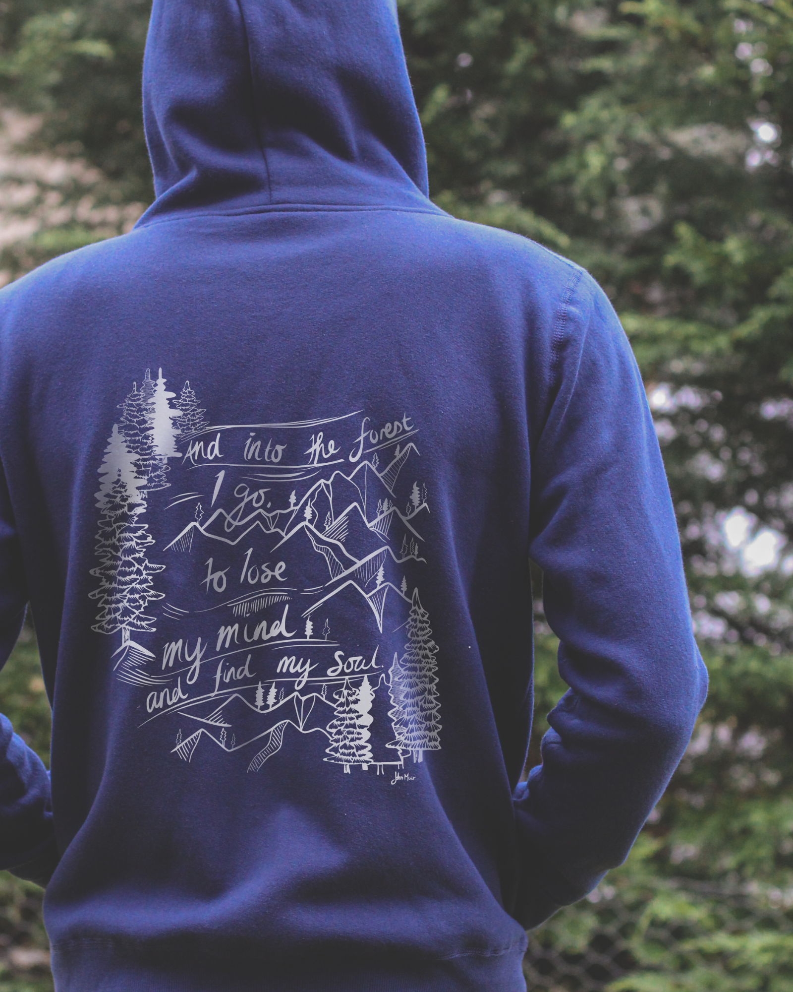 INTO THE FOREST Unisex Zip Up Eco Hoodie - Navy