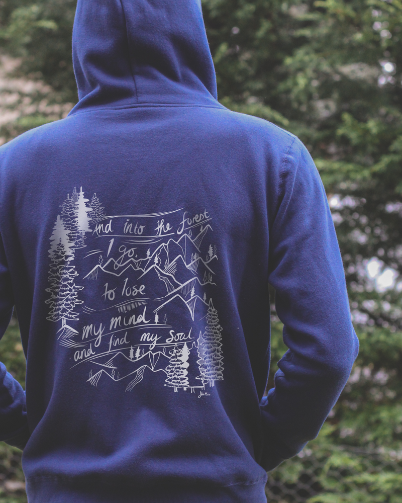 INTO THE FOREST Unisex Zip Up Eco Hoodie - Navy