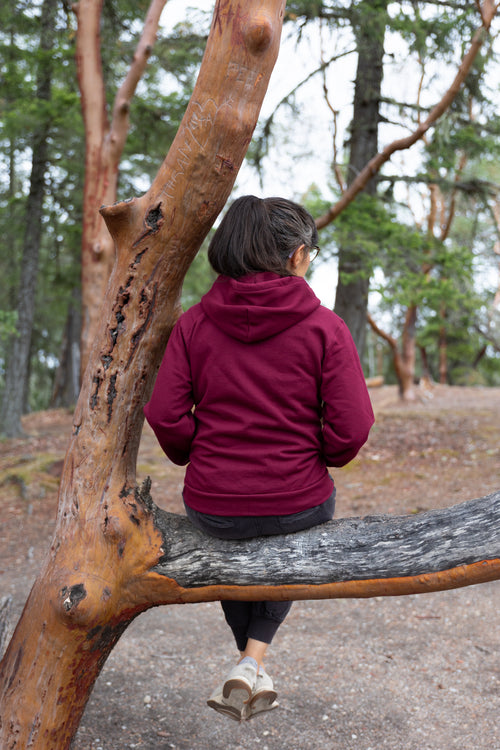 Zip Up Organic Cotton Hoodie- Blank Apparel - Maroon