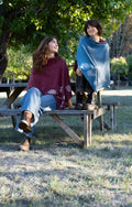 Stellar Blue Poncho with Oak Leaves Design