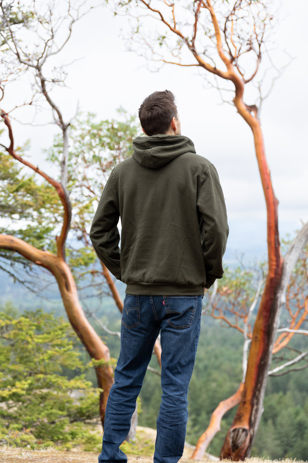 Zip Up Organic Cotton Hoodie- Blank Apparel - Olive Green