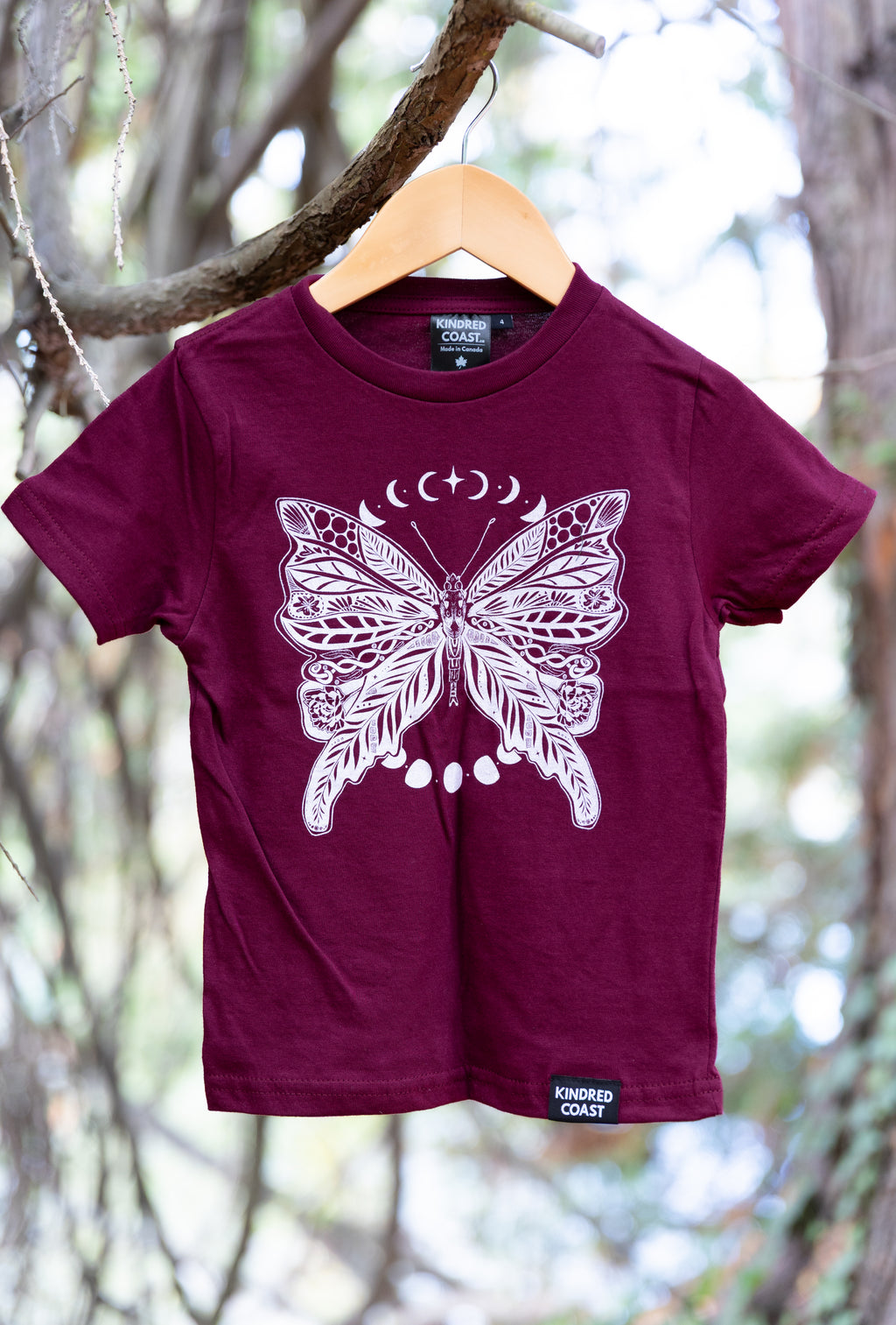 BUTTERFLY - Kids Organic Cotton Tee - Maroon