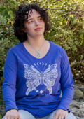 BUTTERFLY - Women's 100% Organic Cotton Long Sleeve Tee - Periwinkle