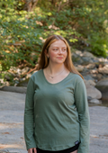 Women's 100% Organic Cotton Long Sleeve Tee - Blank Apparel - Sea Foam
