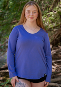 Women's 100% Organic Cotton Long Sleeve Tee - Blank Apparel - Periwinkle