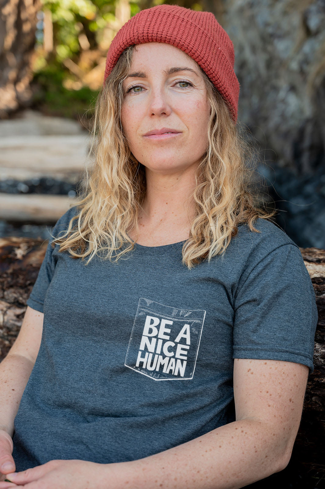 NICE HUMAN - Women's Eco Tee - Heather Charcoal - SALE
