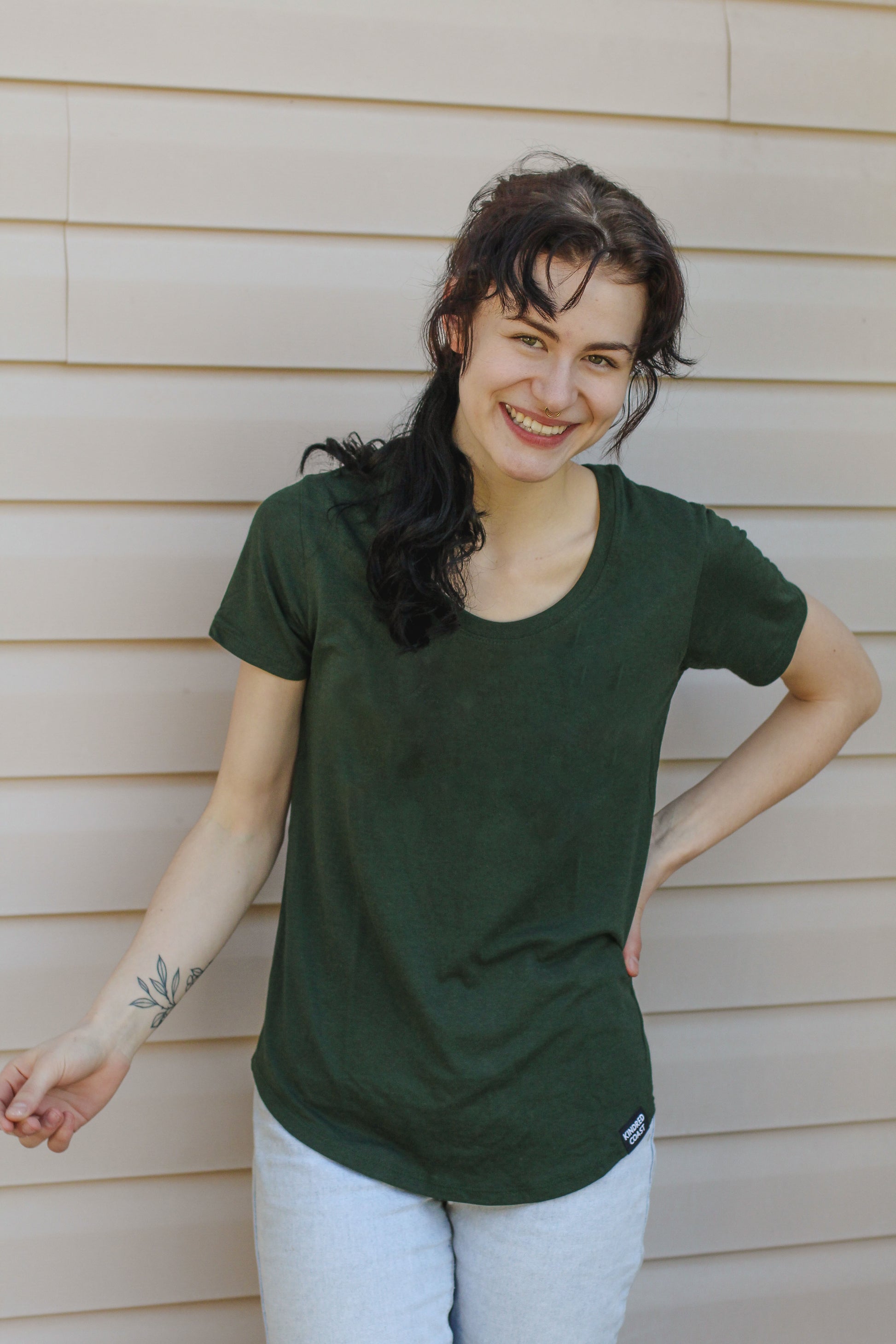 Women's Bamboo Tee - Plain Apparel - Forest Green