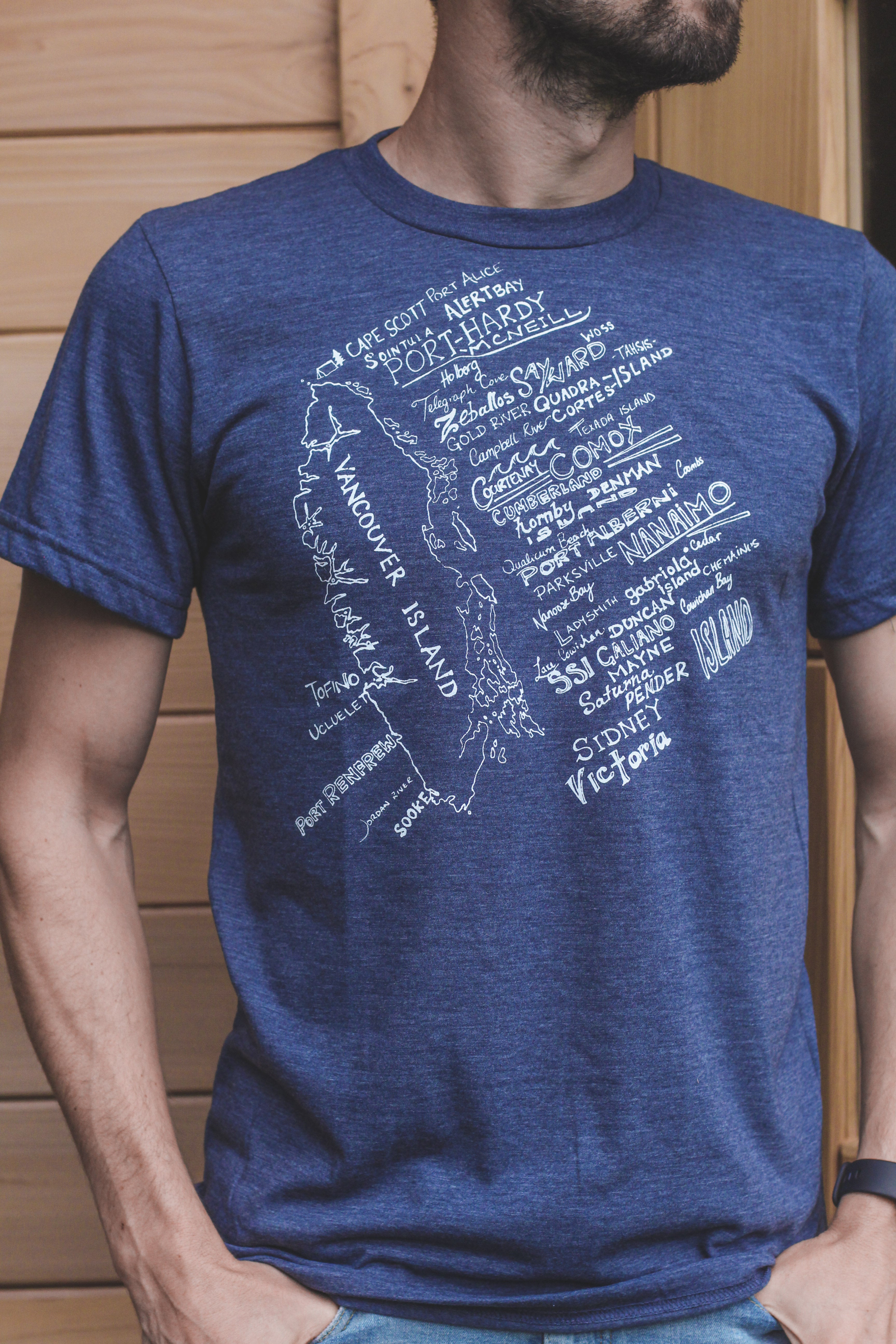 VAN ISLE - Unisex Eco Tee - Heather Navy – KINDRED COAST