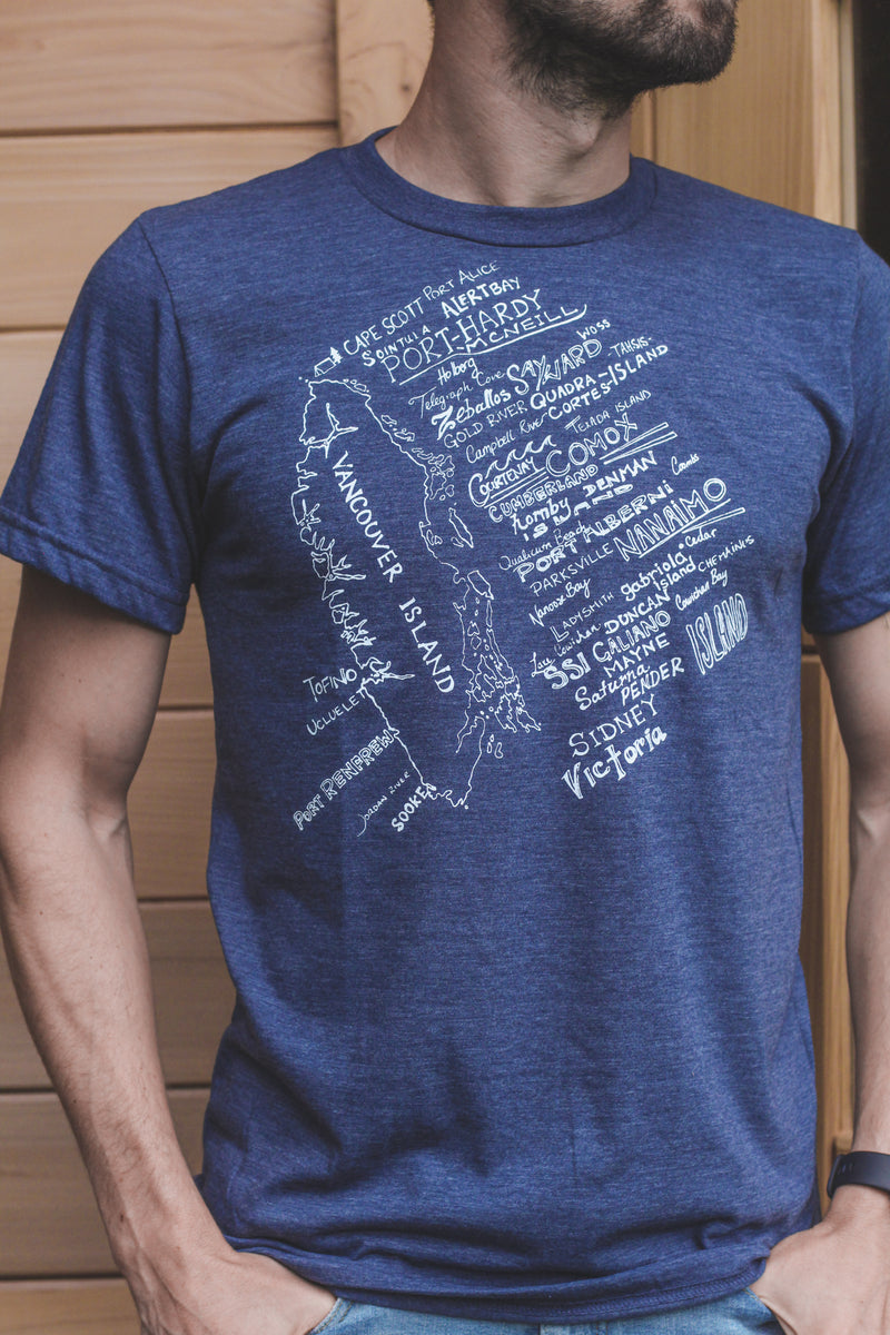 VAN ISLE - Unisex Eco Tee - Heather Navy - SALE