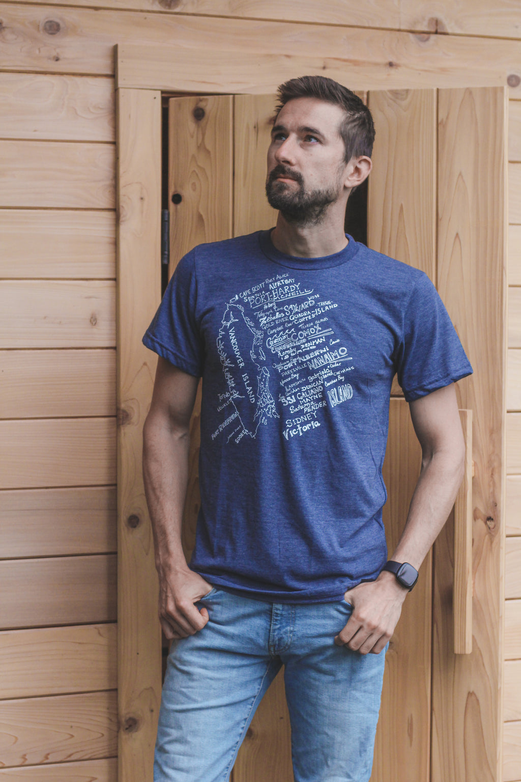 VAN ISLE - Unisex Eco Tee - Heather Navy - SALE