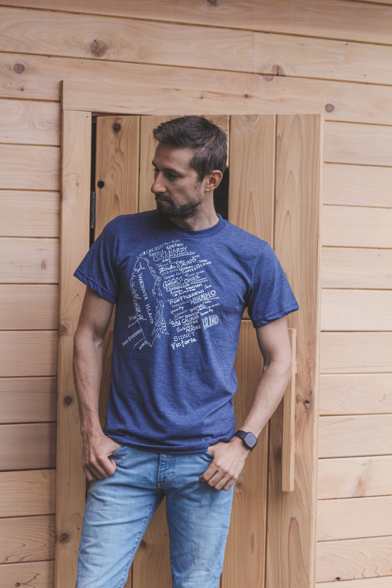 VAN ISLE - Unisex Eco Tee - Heather Navy - SALE