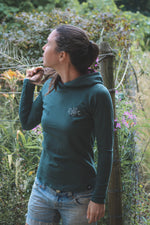 PEACE LOVE & WAVES - Womens Tencel Hoodie - Pine