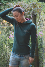 PEACE LOVE & WAVES - Womens Tencel Hoodie - Pine