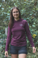 PEACE LOVE & WAVES - Womens Tencel Hoodie - Berry