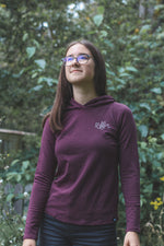 PEACE LOVE & WAVES - Womens Tencel Hoodie - Berry