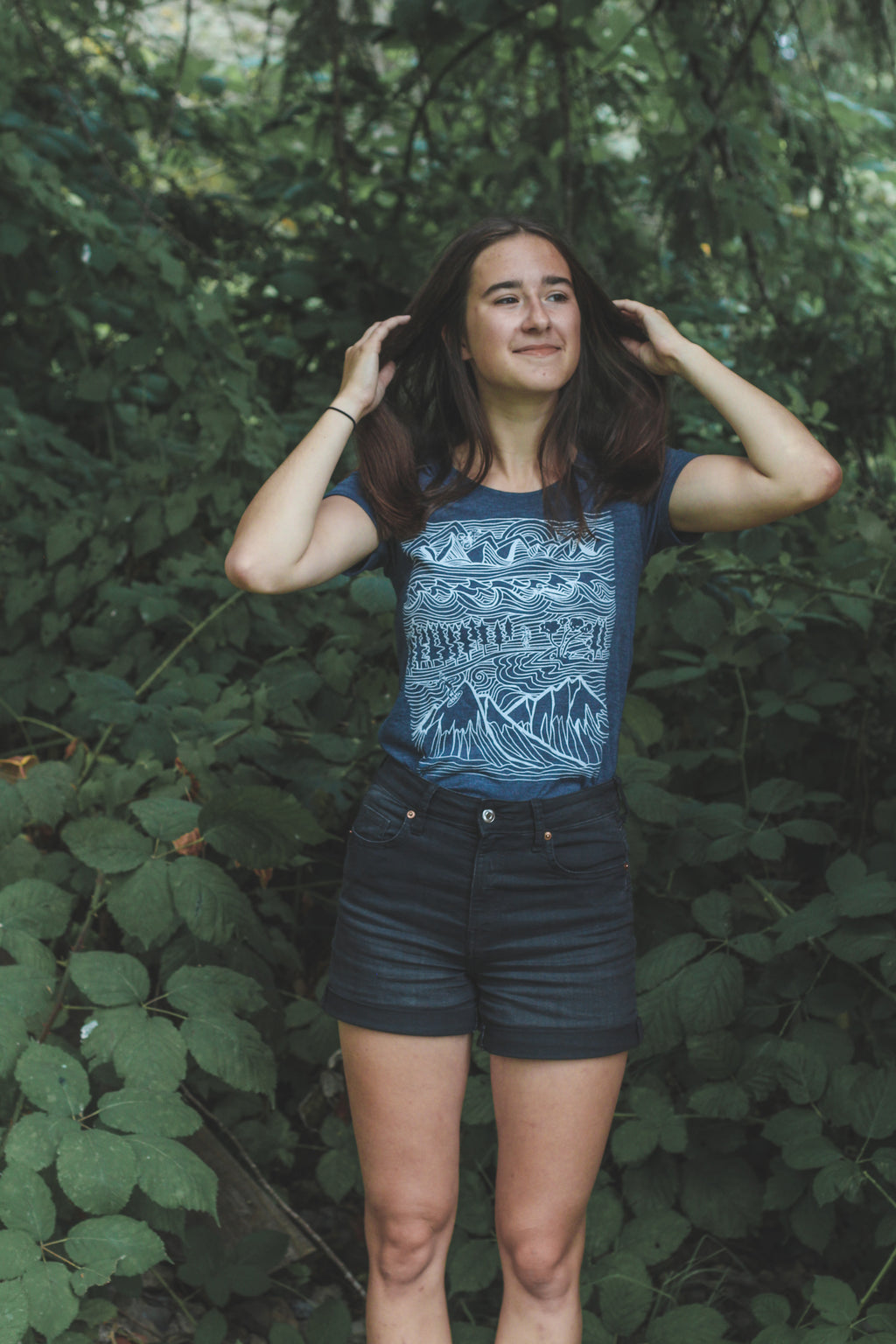 ADVENTURES - Women's Eco Tee - Heather Navy - SALE