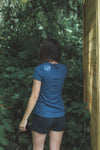 ADVENTURES - Women's Eco Tee - Heather Navy - SALE