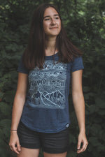 ADVENTURES - Women's Eco Tee - Heather Navy - SALE