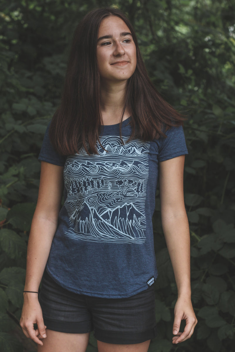ADVENTURES - Women's Eco Tee - Heather Navy - SALE