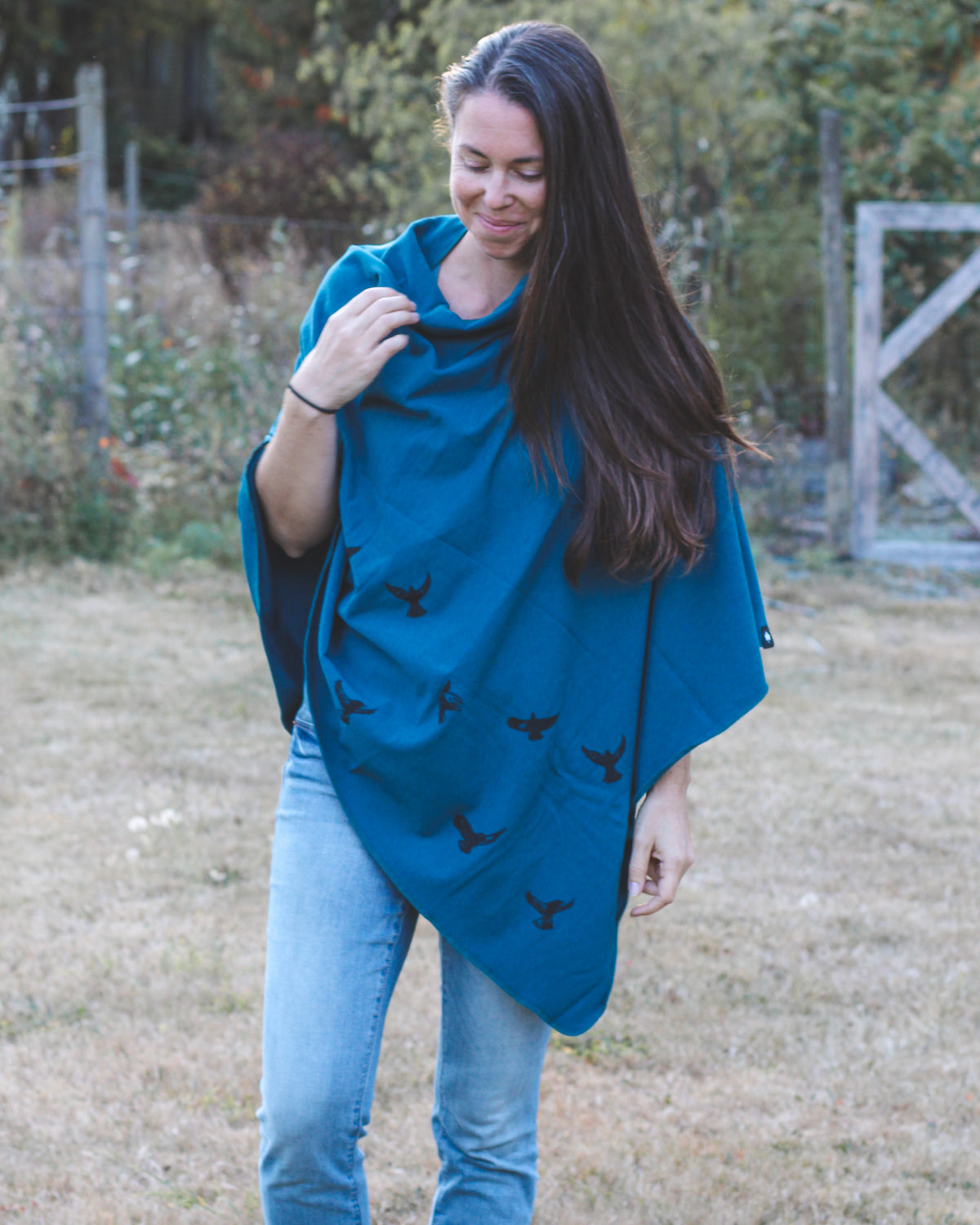Moroccan Blue Poncho with Birds Print – KINDRED COAST