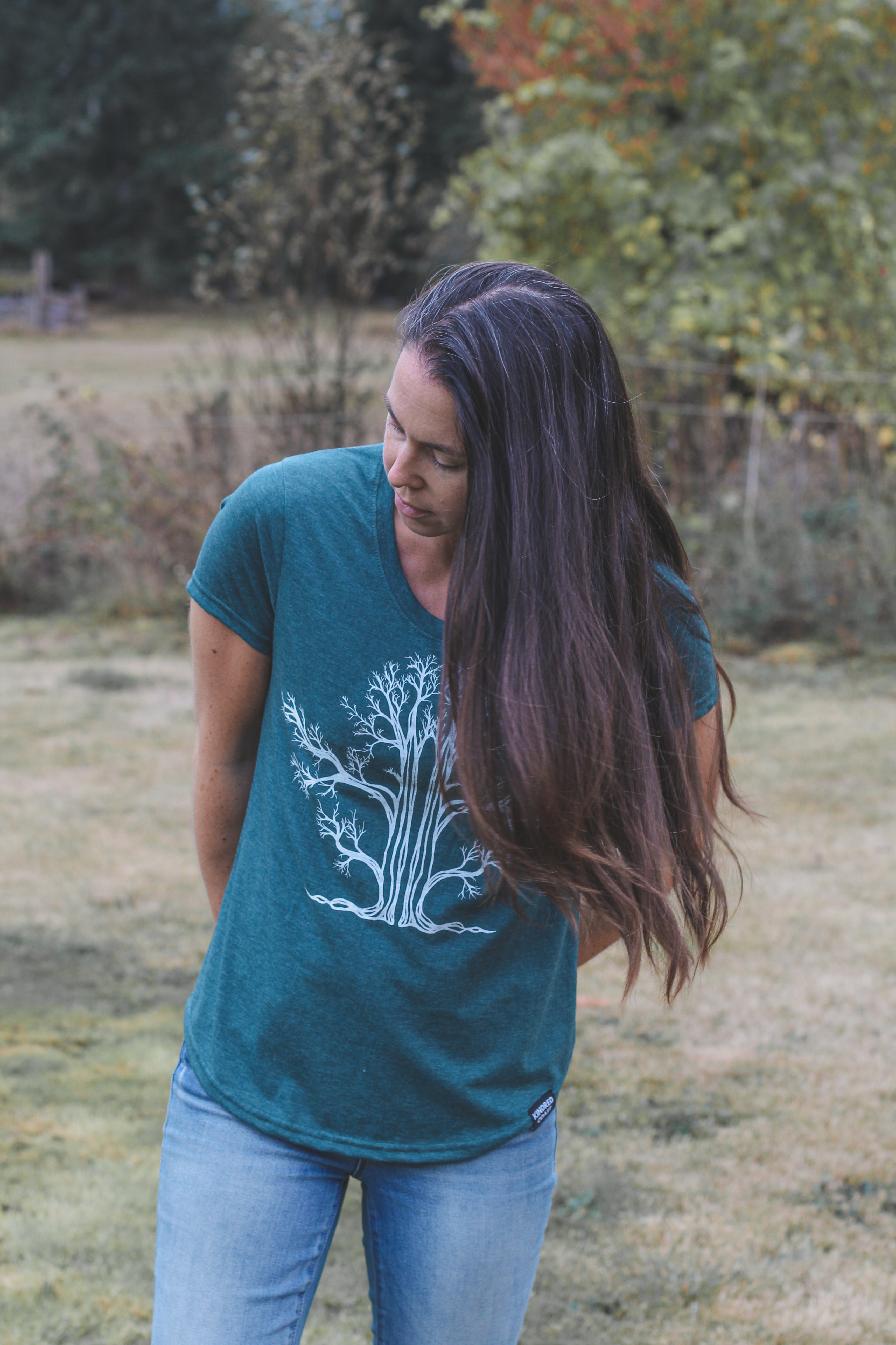 TREE - Womens Eco Tee - Heather Green - SALE