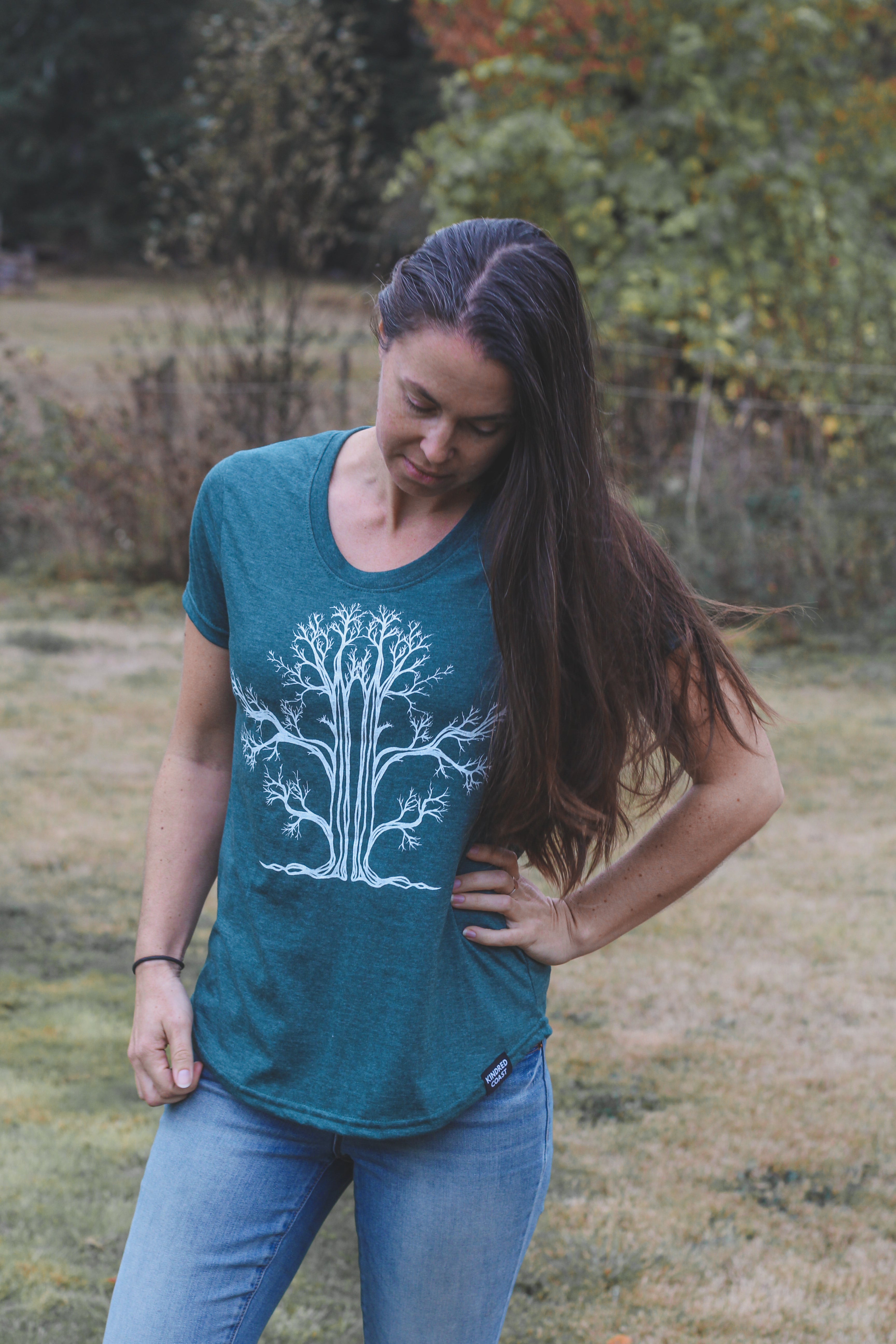 TREE - Womens Eco Tee - Heather Green - SALE