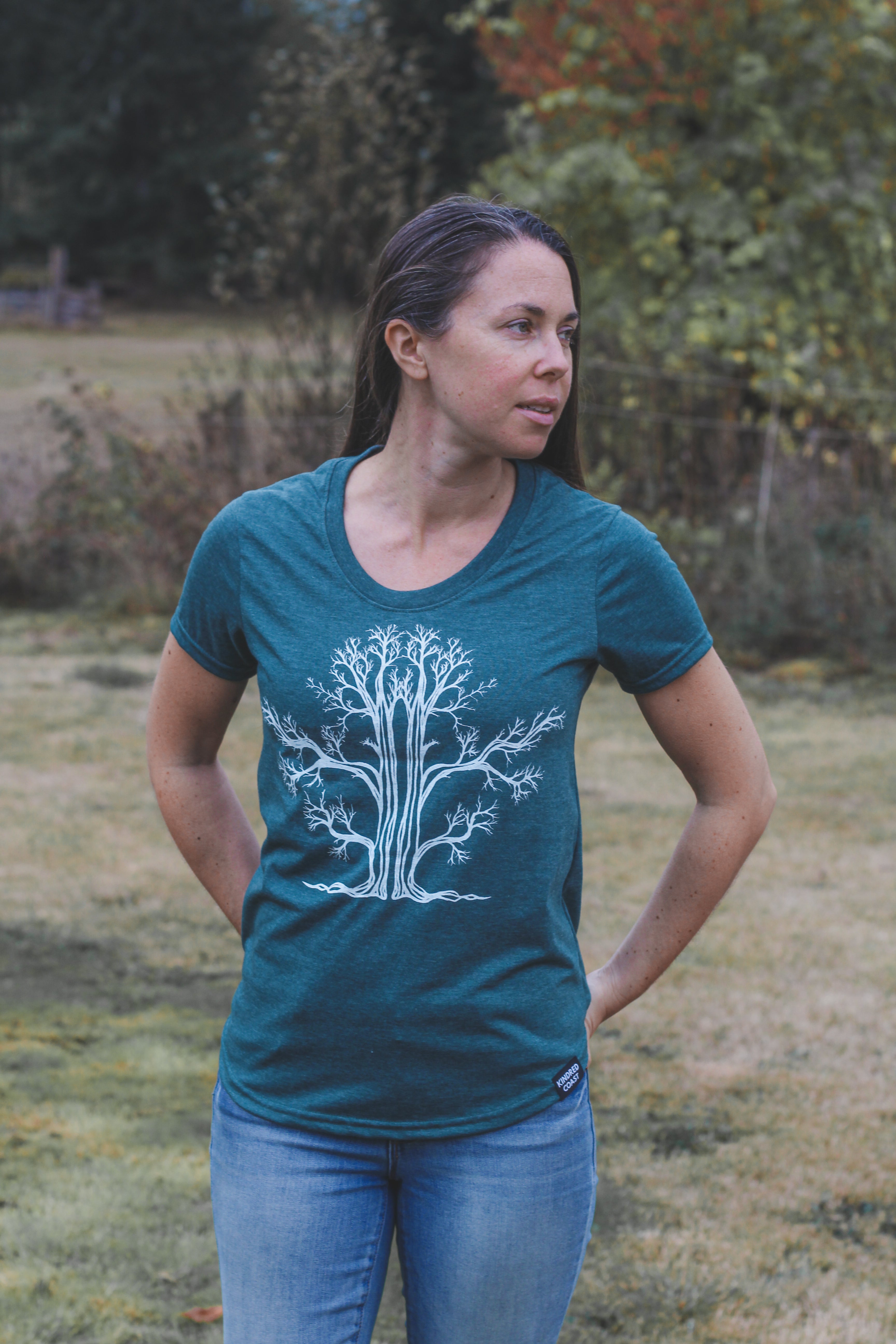 TREE - Womens Eco Tee - Heather Green - SALE