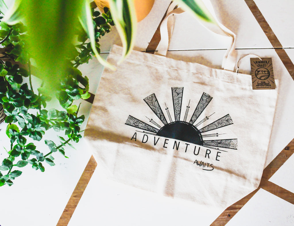 ADVENTURE AWAITS Organic Cotton Tote Bag